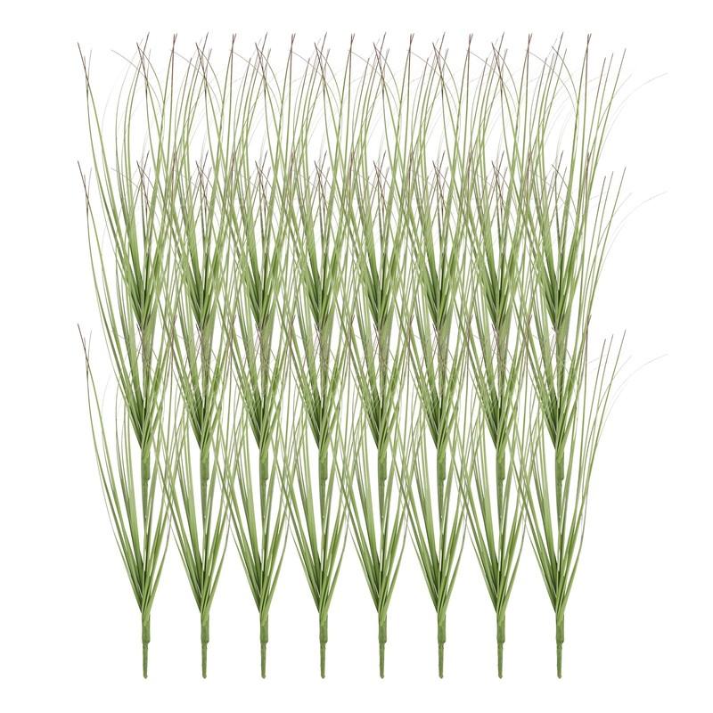 24Pcs Artificial Grass Plants, 13.8″ Green Plastic Fake Grain, for Red
