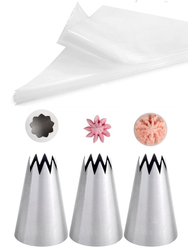 Extra Large Piping Bags and Tips,Churros, Eclairs, Meringues Open Star Icing …