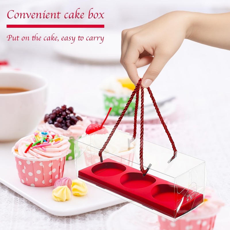 20 PCS Red 9x3x3 Inch Cupcake Packaging Boxes Plastic Pastry Containers gallery