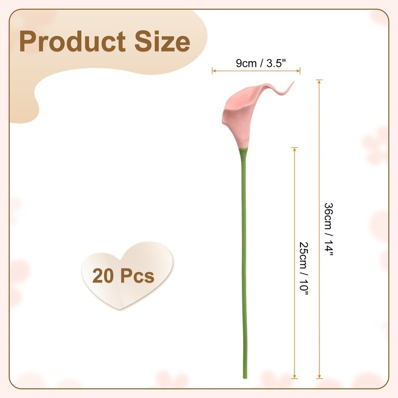 20pcs Artificial Calla Lily Fake Silk Flowers for Home Decor, Bright Pink gallery
