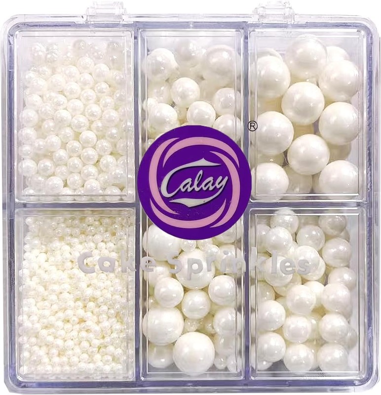 Edible White Pearls Sprinkles 4 Size（2mm 4mm 7mm 1cm）Mix for Cake Decorating