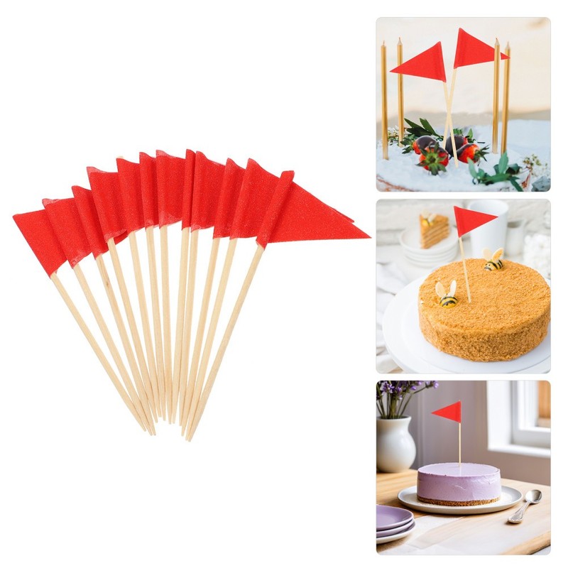 120 Pcs Blank Flag Toothpicks Red Cupcake Toppers Buffet Food Markers gallery