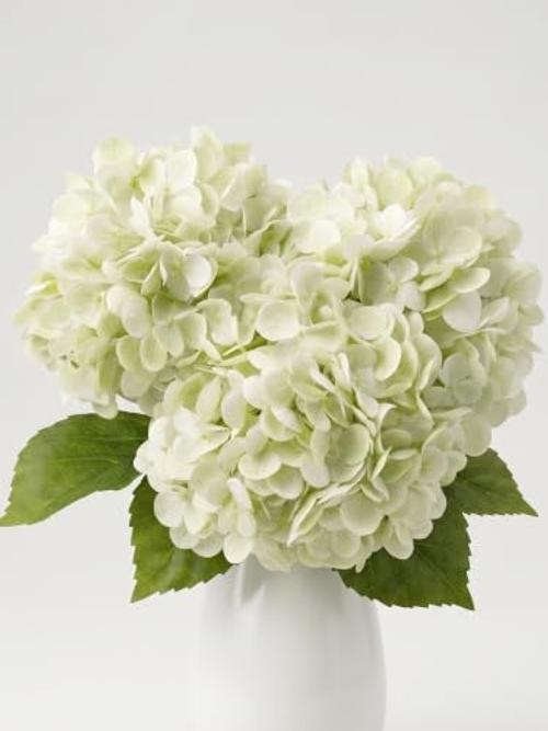 3 Pcs Real Touch Light Green Hydrangea Artificial Flowers - 19.68" Large 3D gallery