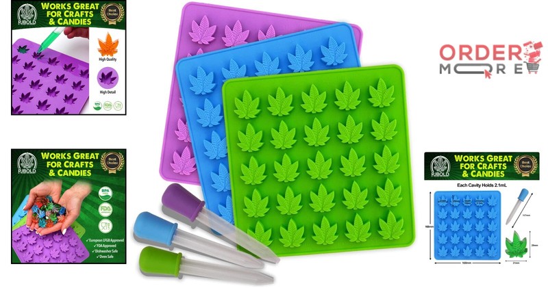 Silicone Gummy Mold 3 Pack Leaf Shape BPA Free Food Safe Treats Easy Release gallery