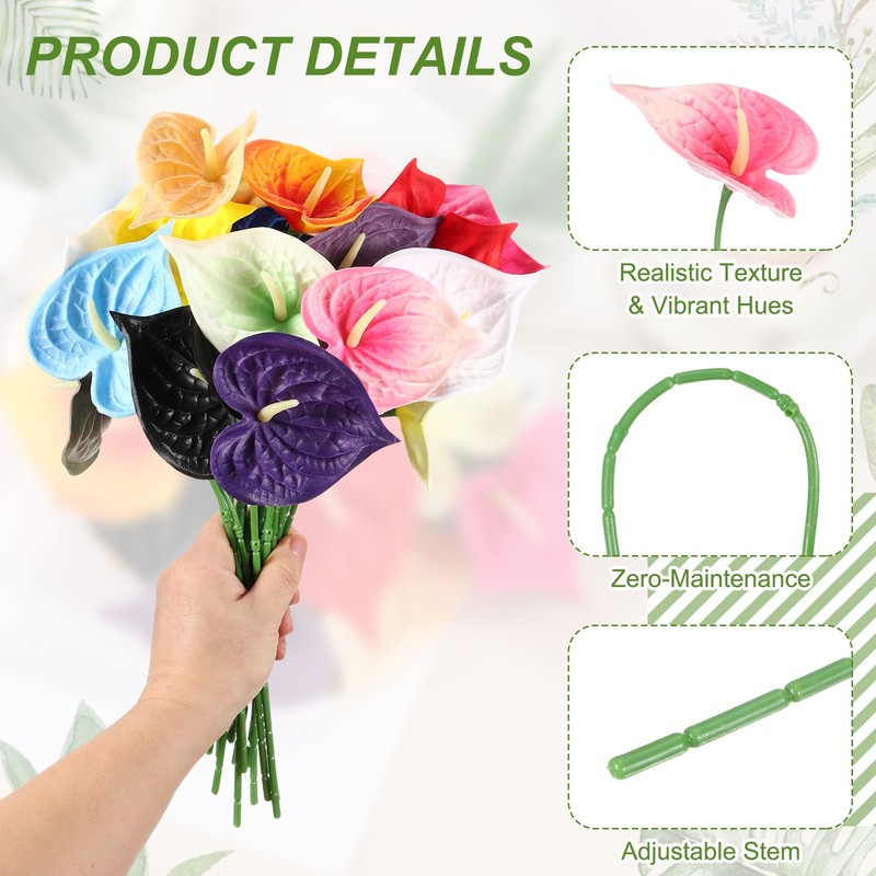 8 Pieces 11 Inch Artificial Anturium Flowers, Pink for Decoration gallery