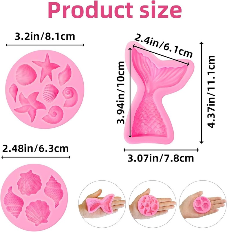 3 Pcs Marine Theme Silicone Molds, Fondant Cake Mold Seashell Starfish Conch ... gallery