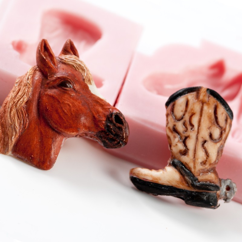 Silicone Mold Set Horse Cowboy Boot Cake Decorating Mould Fondant Clay (206) gallery