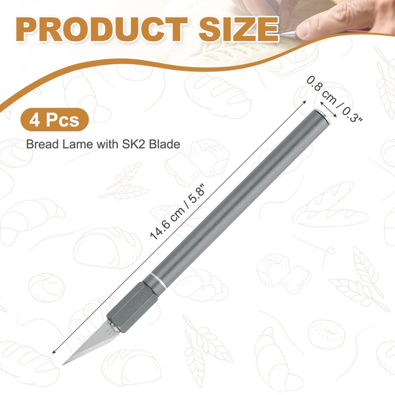 4 Pcs Bread Lame, Sourdough Scoring Tool with Ergonomic Handle, Grey gallery
