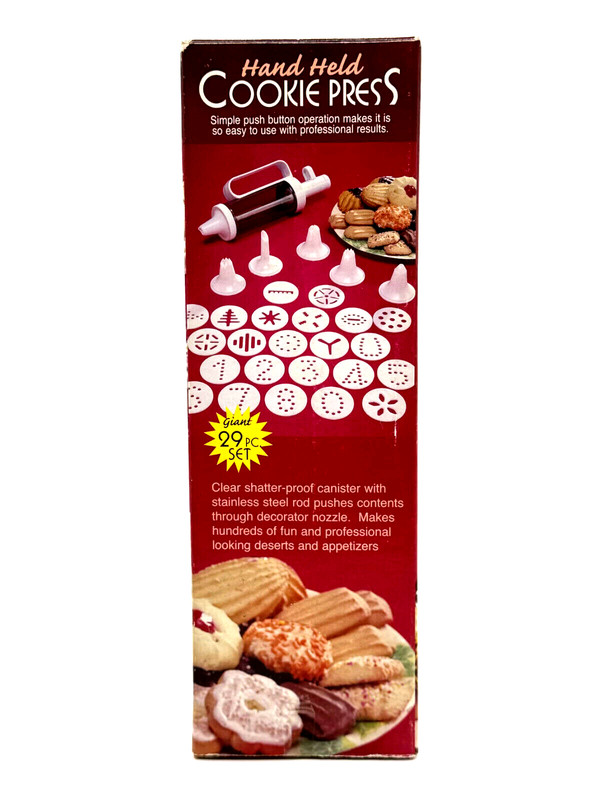Hand Held Cake Cookie Decroating Appetizers Press 29 Piece Set Vintage NEW