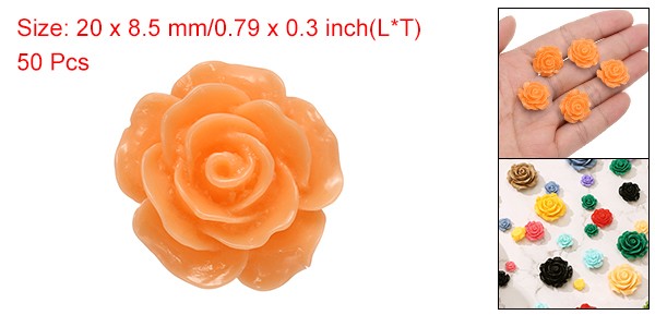50Pcs Orange Resin Rose Flower Beads 20mm Flatback Flower Charm gallery