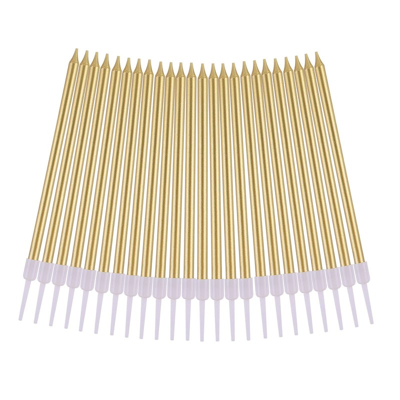 PHD CAKE Gold Long Thin Metallic Birthday Candles, Cake 24 count, gallery