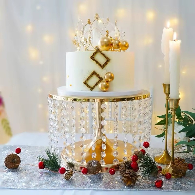Crystal and Gold Wedding Cake Stand K9 Crystal / Bridal Shower/ Dessert Platter gallery