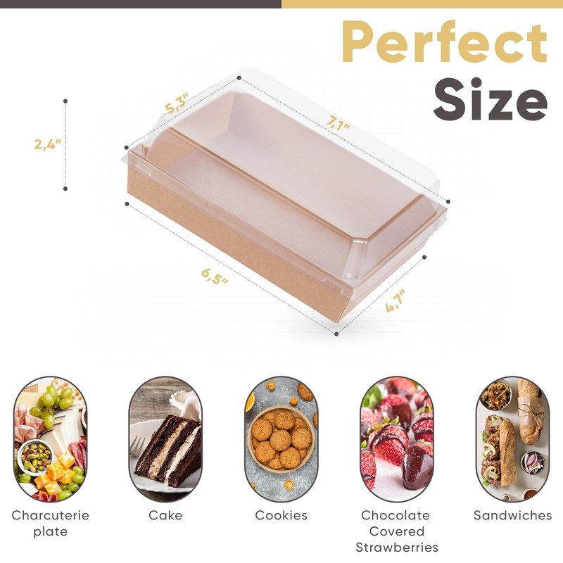 50 Pack Disposable Charcuterie Boxes with Clear Lids 7x5 Inches gallery