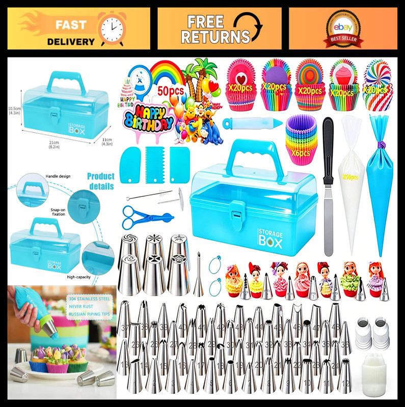 284PCS Cake Decorating Kit with Storage Case, Piping Bags, Icing Tips & Accessor
