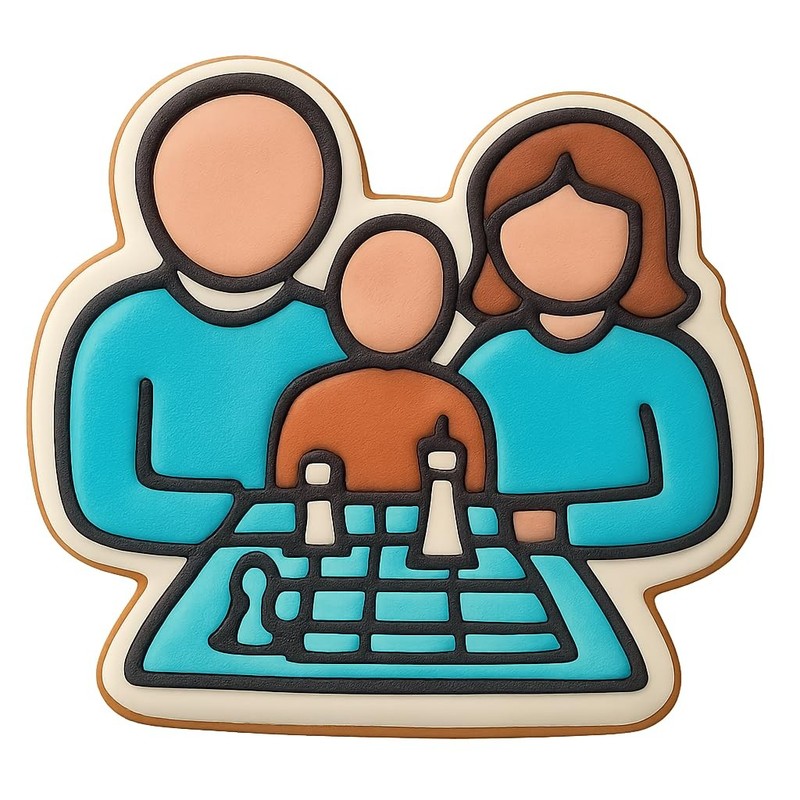 Family Chess Night Cookie Cutter & Stamp, Fondant & Clay - 4x3.3 gallery