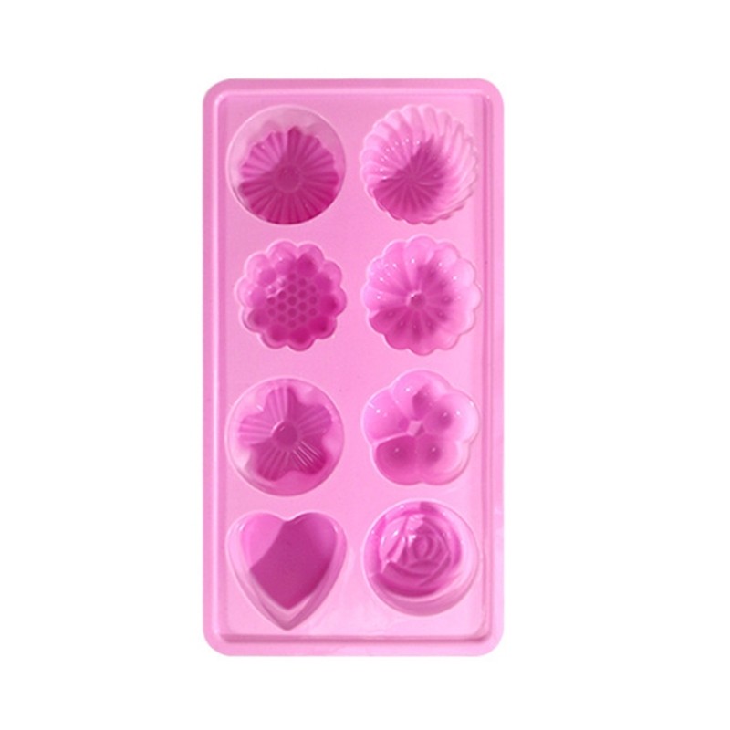 Silicone Flower Heart Mousse-Mold 8Holes Non-Stick Candy Chocolate Jelly-Baking