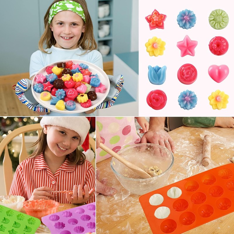 Flower Shape Chocolate Candy Molds Set,Heart,The stars,The rose gallery