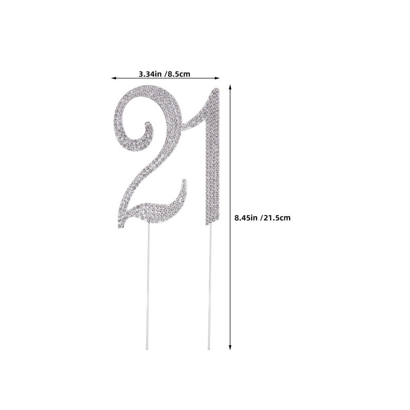 2 Pcs Rhinestone Metal Cake Topper Rhinestones Anniversary Decorations gallery
