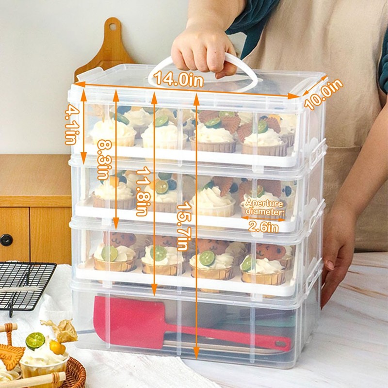 Cupcake Carrier Stackable Storage Container Collapsible Cake Carrier with Lid... gallery