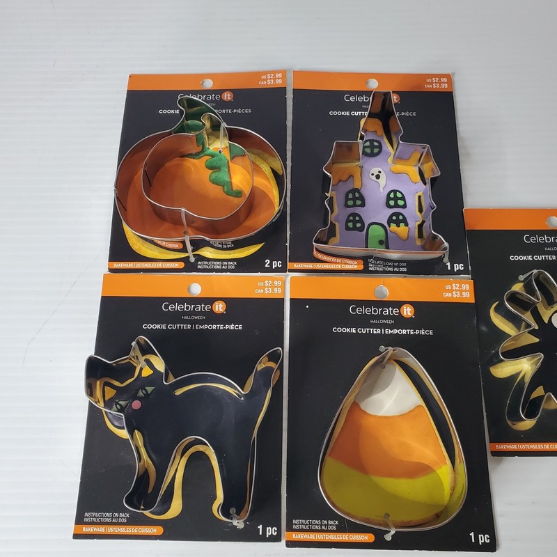 Celebrate It Halloween Cookie Cutter 6 Piece Set Lot Punkin Cat Spider Candycorn gallery