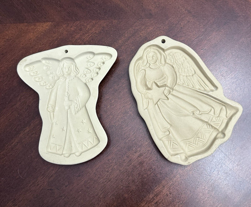 2 Vintage 90’s Brown Bag Cookie Art Holiday Christmas Angel Molds Farmhouse