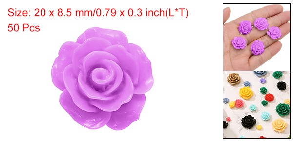 50 Pcs Light Purple Resin Rose Flower Beads, 20mm Flatback Flower Charm gallery