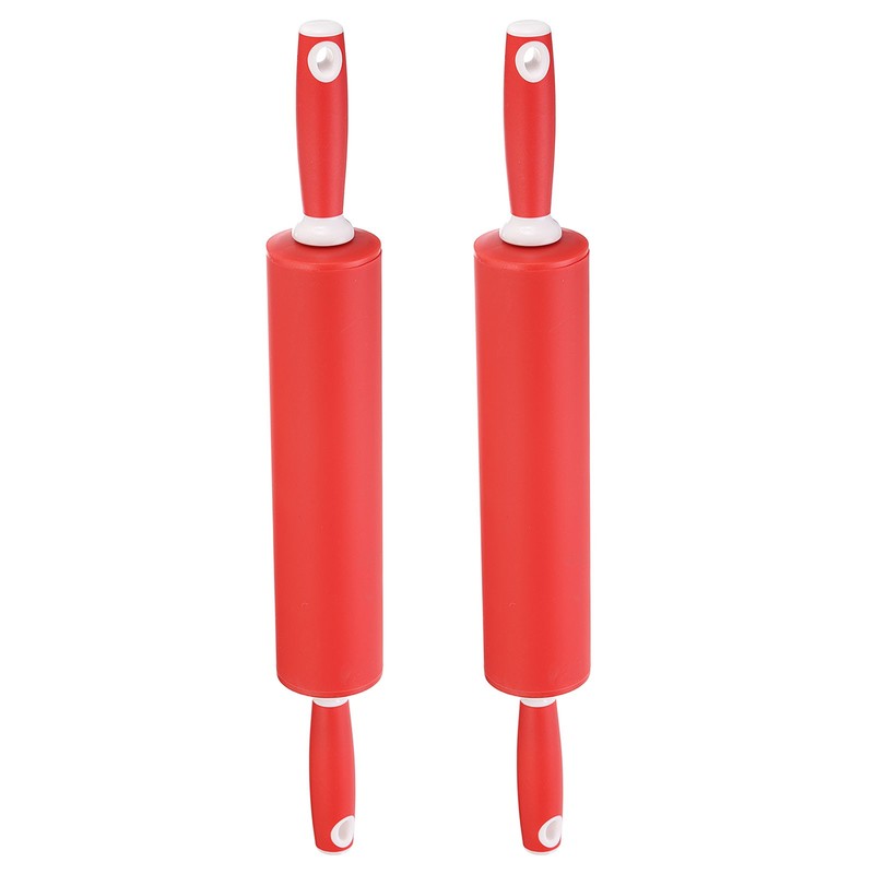 2pcs Silicone Rolling Pins for Baking 52cm x 6.5cm red