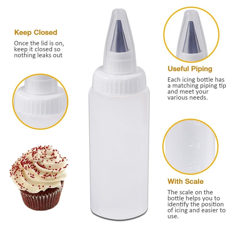 6 PCS Plastic Frosting Piping Kit Icing Bottles Dessert Cake Cookie Decor gallery
