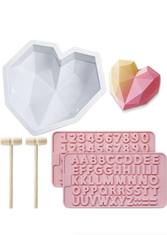 diamond heart silicone mold With Letter Molds