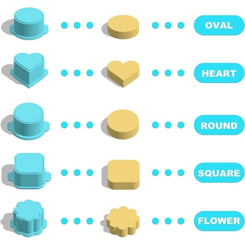 5 Unique Cake Pop Molds Set Heart Square Cloud Oval Round Food Safe Durable New gallery