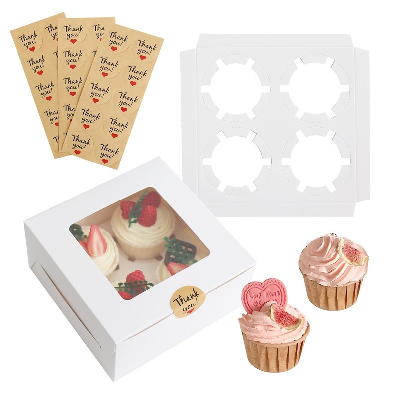 30 Pcs Bakery Boxes with Clear Window, 6.3x6.3x3 Inches, Food Grade Materials... gallery