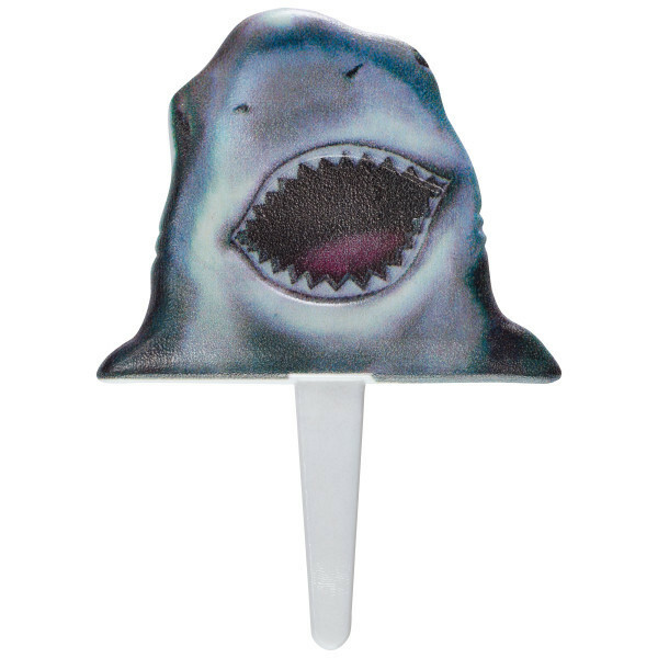 12 Shark Head Cup Cake Pick Topper Luau Beach Tikki Tropical Jaws Birthday Party