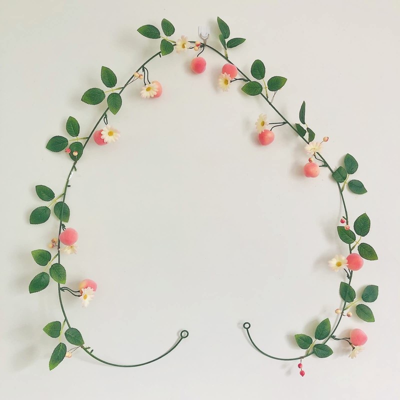 Sezrgiu Artificial Peach Flower Vine Garlandhanging Pink Flowers Peach Fruit gallery