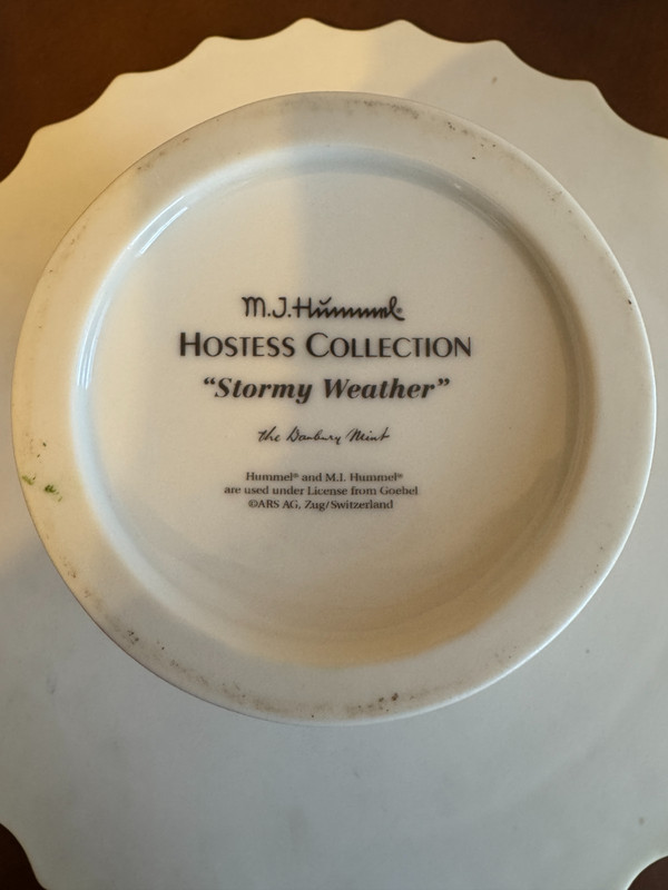 Hummel Stormy Weather Porcelain Pedestal Cake Plate Stand Goebel Danbury Mint gallery