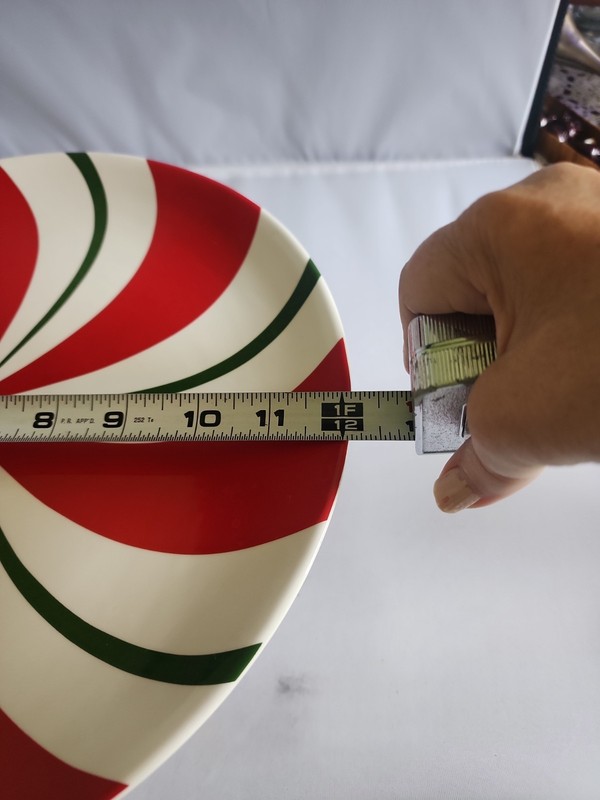Pier 1 Imports Candy Cane Cake Stand Ceramic Christmas Serving Pie Plate 12" gallery