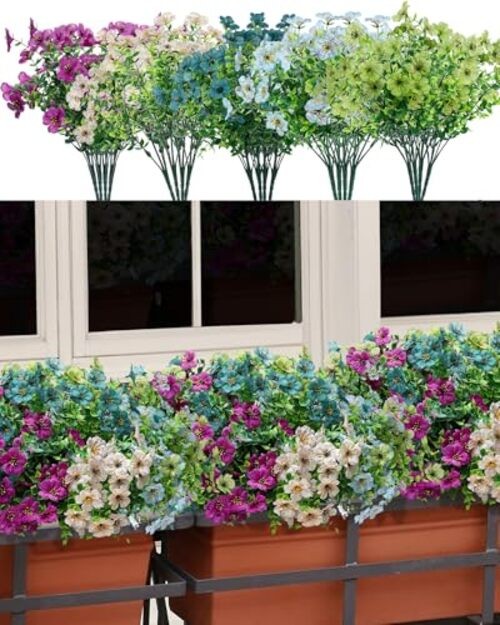 Artificial Flowers for Outdoor Mixed Color2(green,teal,purple,blue,champagne) gallery