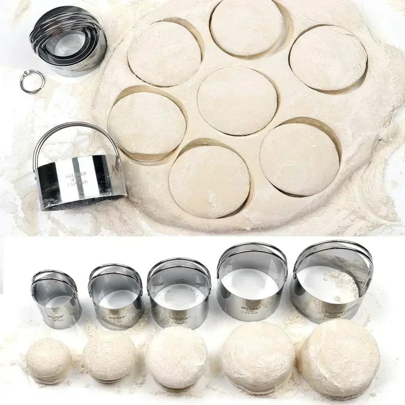5 Pieces/Set Biscuit Mold Set round Stainless Steel Biscuit Tool Cookies Cutter gallery