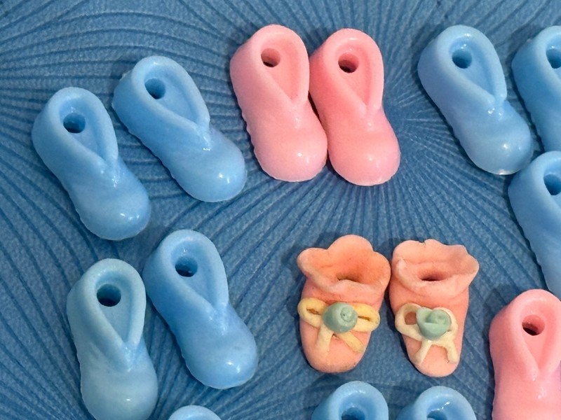 Set of 23 Vintage Baby Shower Cake Toppers Plastic Booties Favors NOS gallery