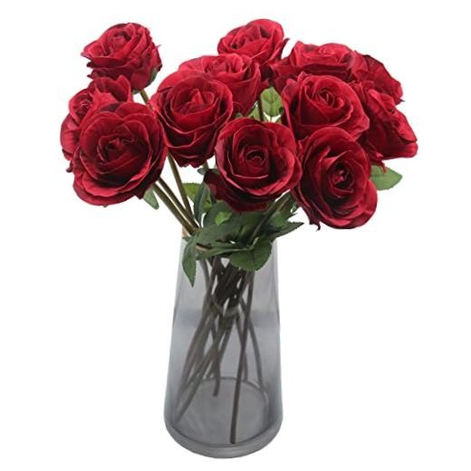 Artificial Roses Flowers for Flower Arrangement Pcs Silk Rose Bouquet 12 Red gallery