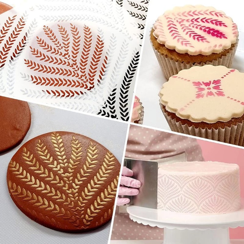 4 Pcs Floral Wedding Cake Stencils - Reusable Buttercream Templates for DIY Baki gallery
