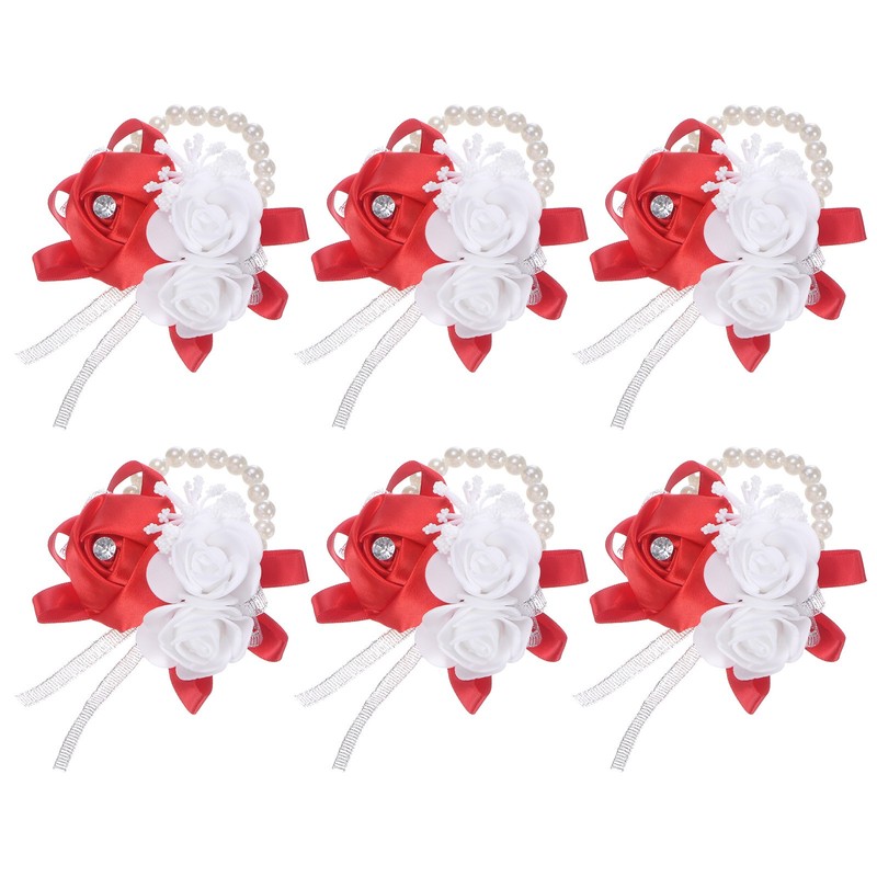 6 Pack Pearl Wristbands for DIY Supplies [Red] gallery