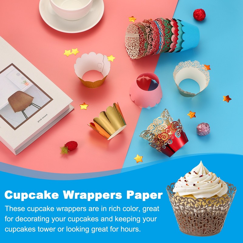 Cupcake Wrappers Paper, 50 Pack Baking Cups Standard Vine Decor, Brown gallery