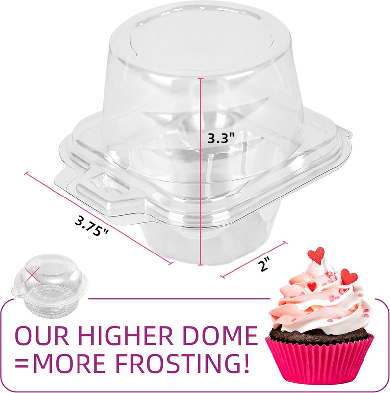 LotFancy Individual Cupcake Containers, 100 Pcs Plastic Clear Cupcake Boxes, Dis gallery