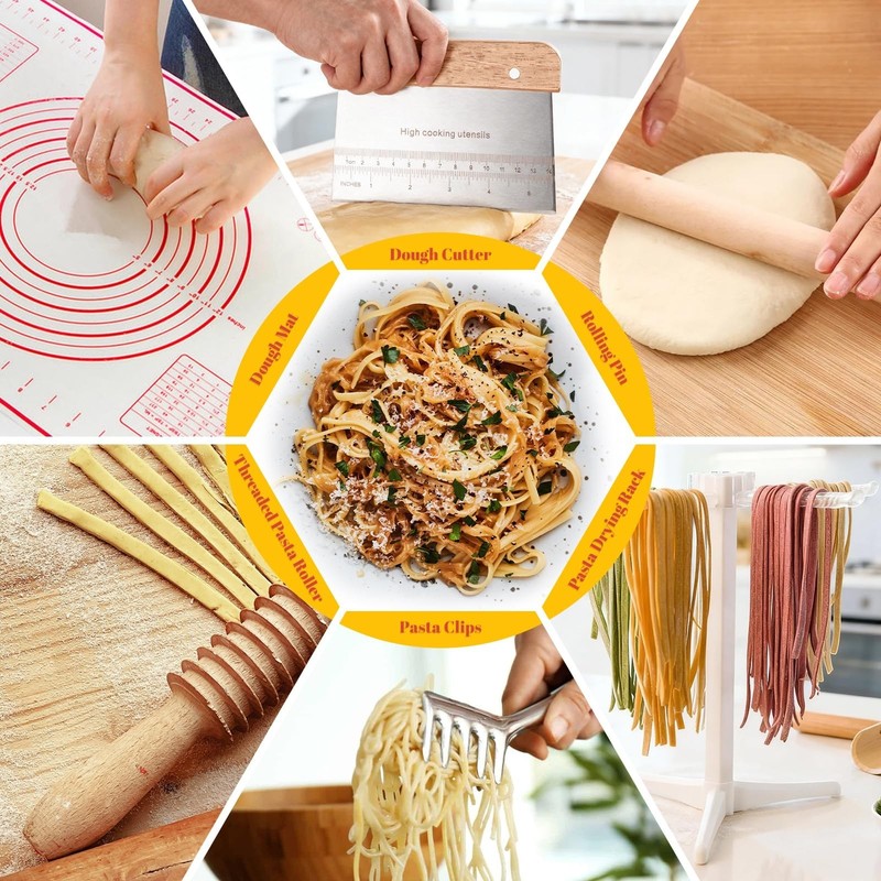 Pasta Making Tools, 15 PCS Pasta Making Kit with Pasta Drying Rack, Rolling P... gallery