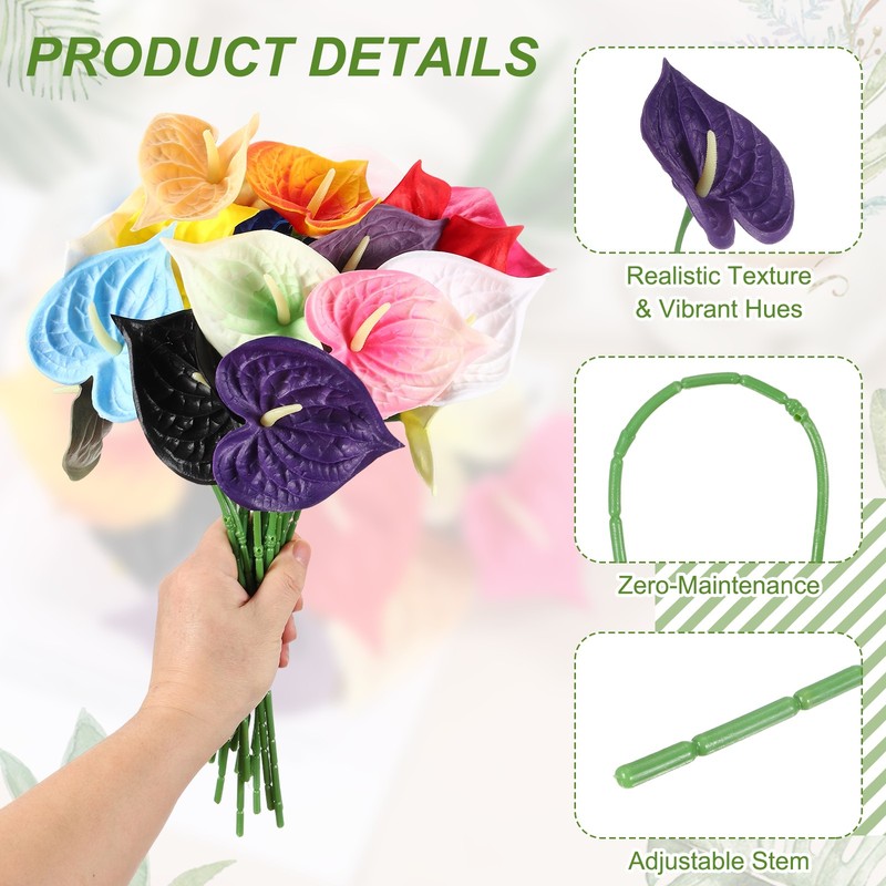8Pcs 11inch Artificial Anthurium Flowers, Purple gallery