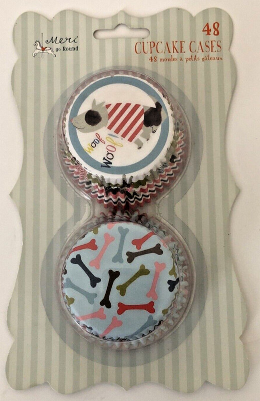 Meri Go Round Dog Party Woof Woof Bones Cupcake Cases 48 Count New and Sealed