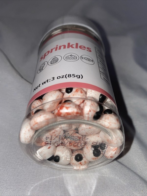 NEW Bloody Eyeballs Sprinkles Candy Edible Eyes Bloodshot Small 3/8" Halloween gallery