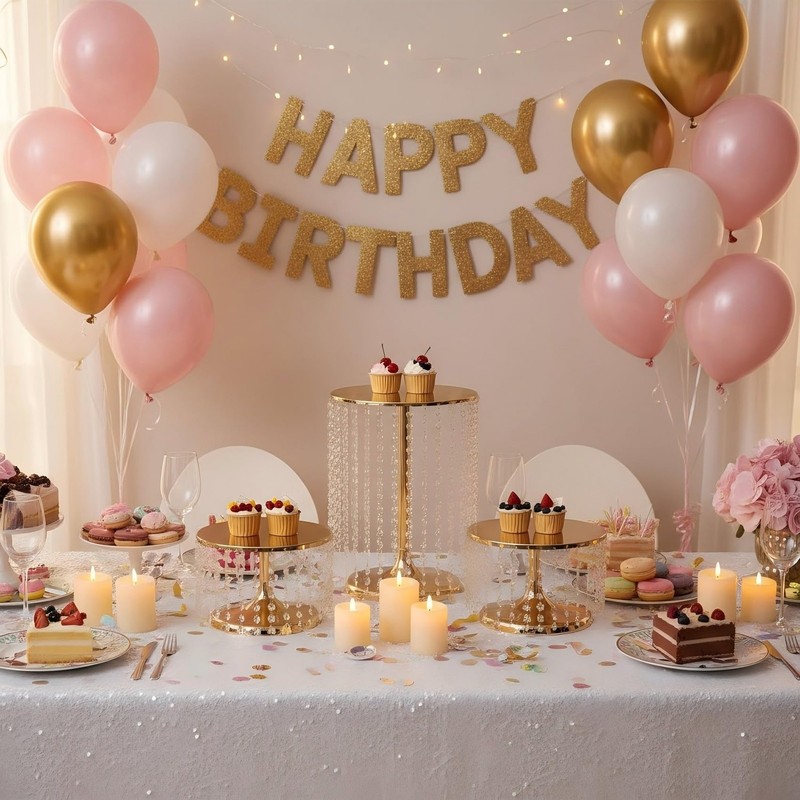 Gold Metal Cake Stand for Set of 3, 12in Round Wedding Cupcake Holder for Tab... gallery