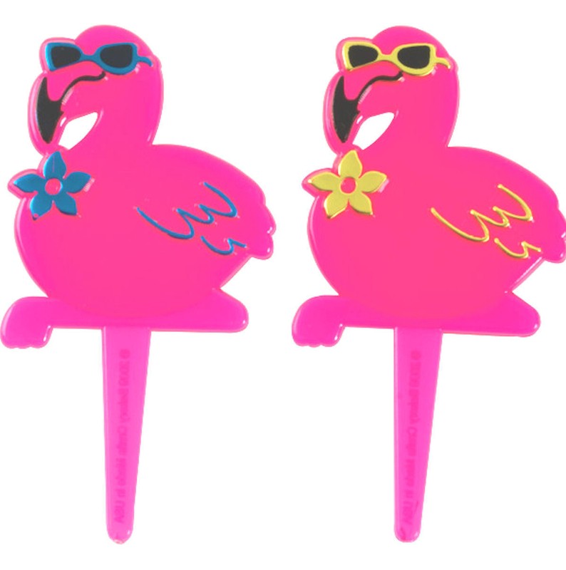Pink Flamingos Cupcake Pick Birthday Party Florida (60 pc)