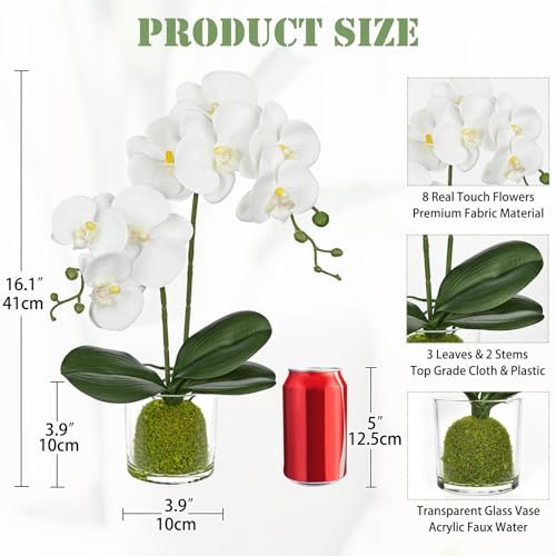 White Orchids Artificial Flowers 16.1" Faux Orchids White Orchid &White Stones gallery
